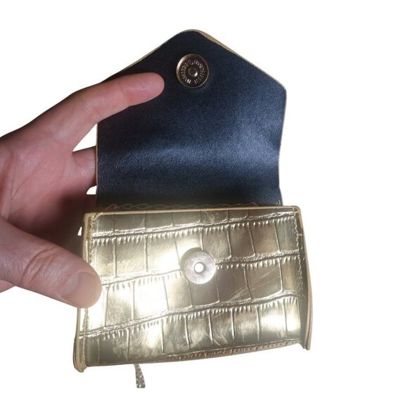 Gold Mini Bag Crossbody Clutch MakeupBag Mobwife Glam Girlhoodcore Snap Button - Picture 6 of 8